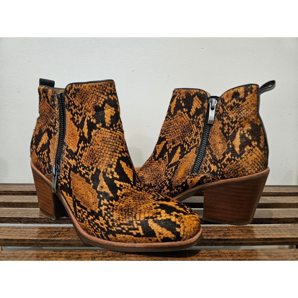 Sofft Snake Print Calf Hair Ankle Boots Block Heel Zippers SF0034630 Womens 7M